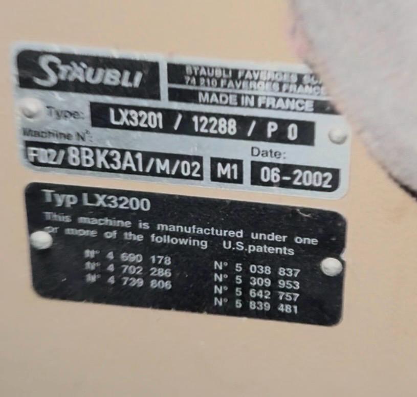 Stäubli LX3201 etiketi (12288 / P0, 06-2002)